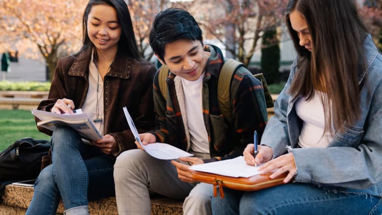Students studying together.